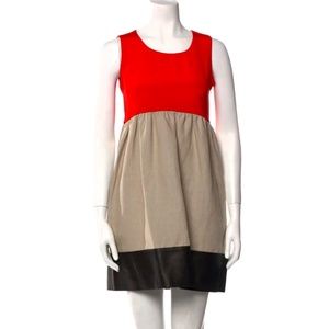 CELINE MINI COLORBLOCK DRESS SILK CREPE SIZE 36 SLEEVELESS SHIFT in 36 XS 0